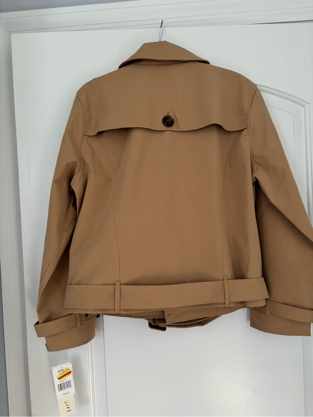 NWT women’s Madden Girl Camel Double-Breasted cropped Trench Jacket coat XL - Picture 4 of 8